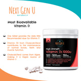 120 Vitamin D Tablets 1000iU Supports Normal Immune Function