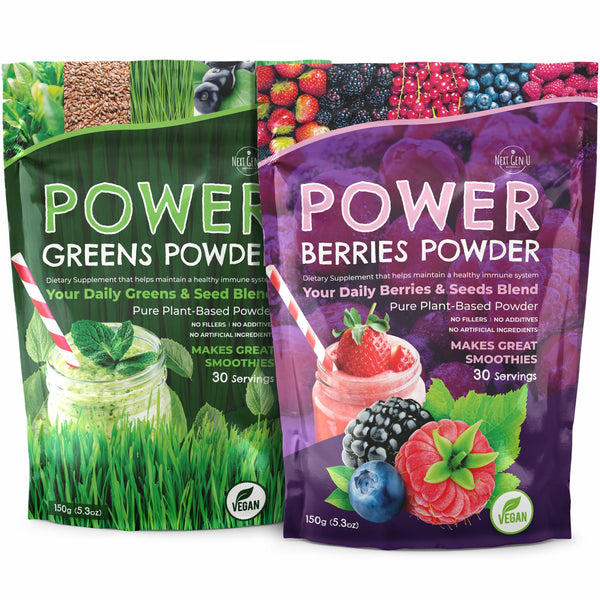 Superfood Greens Powder & Berries Powder Dietary Supplements for Immune Support
