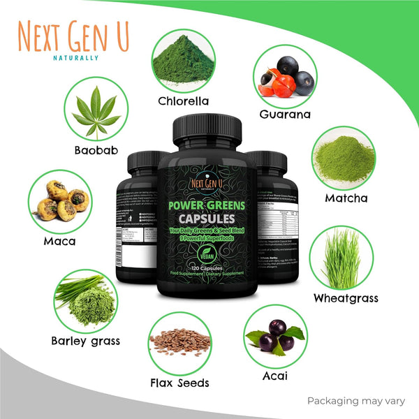 120 Super Greens Immune System Support 500 mg Vegan Capsules