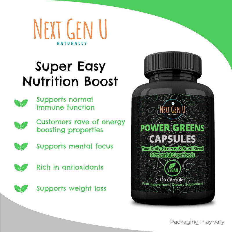 120 Super Greens Immune System Support 500 mg Vegan Capsules