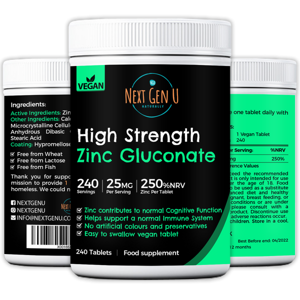 240 High Strength Zinc Gluconate Vegan Tablets